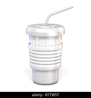 Vuoto bianco carta vetro con cannuccia 3D Foto Stock