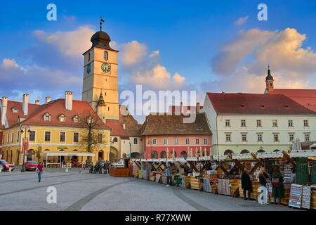 Sibiu città vecchia, Transilvania, Romania Foto Stock