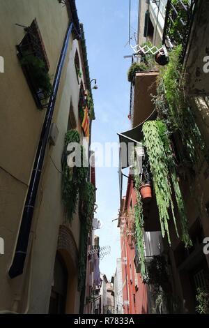 Vicolo in Cambrils old town Foto Stock