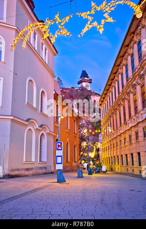 Graz city center Fiera di natale vista serale Foto Stock