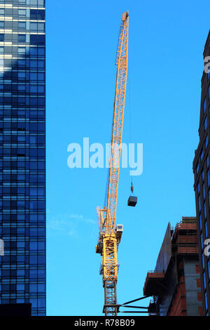 Gru da cantiere a Manhattan Foto Stock