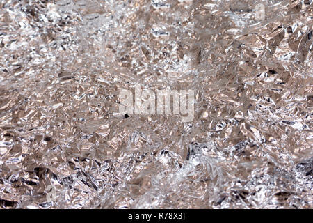 Texture di sfondo di accartocciata lamina di alluminio colore Foto Stock