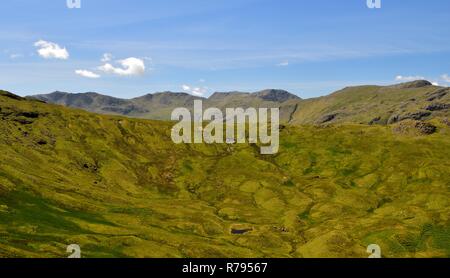 Langstrath Beck dalla rupe di Eagle Foto Stock