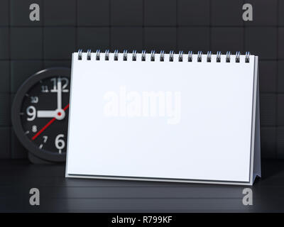 Scrivania vuota del calendario sul tavolo. Mockup design concept. Il rendering 3D Foto Stock