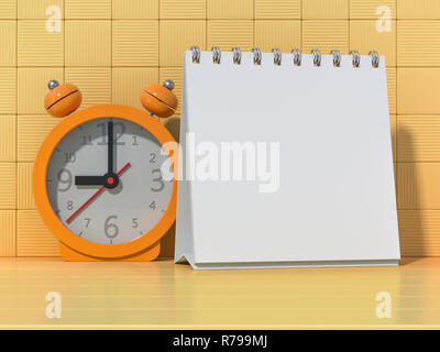 Scrivania vuota del calendario sul tavolo. Mockup design concept. Il rendering 3D Foto Stock