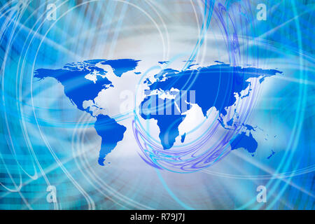 Mappa del mondo in onde Foto Stock