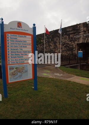 Royal Navy Dockyard cartello informativo ,Bermuda Foto Stock