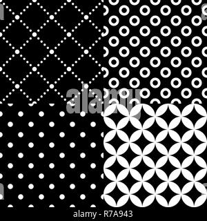 Seamless disegno geometrico impostato in bianco e nero Foto Stock