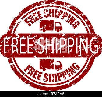 Spedizione gratuita il timbro di gomma per il servizio di consegna. Grunge di gomma consegna gratuita in business, garantisce il trasporto illustrazione Illustrazione Vettoriale