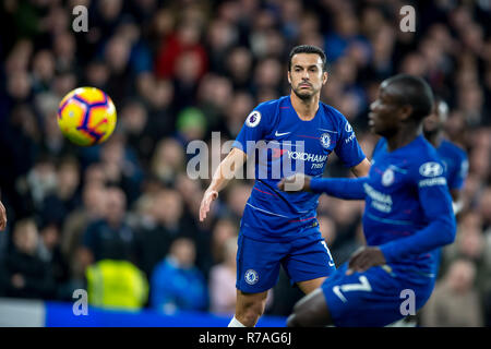 Londra, Regno Unito. 8 dicembre 2018. Pedro del Chelsea durante il match di Premier League tra Chelsea e Manchester City a Stamford Bridge, Londra, Inghilterra il 8 dicembre 2018. Foto di Salvio Calabrese. Solo uso editoriale, è richiesta una licenza per uso commerciale. Nessun uso in scommesse, giochi o un singolo giocatore/club/league pubblicazioni. Credit: UK Sports Pics Ltd/Alamy Live News Foto Stock