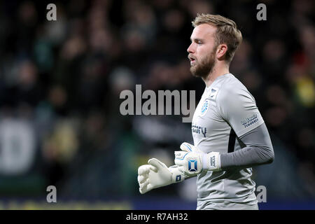 L'AIA - ADO - Graafschap , Calcetto , Stagione 2018/2019 , Eredivisie , Cars jeans Stadium , 08-12-2018 , de Graafschap portiere Hidde Jurjus durante il gioco ADO - Graafschap . Foto Stock