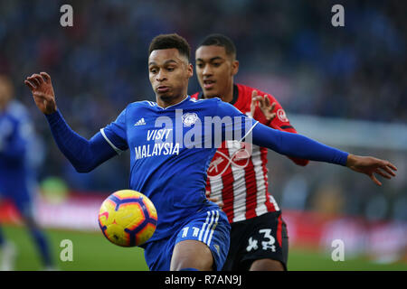 Cardiff, Regno Unito. 8 Dic 2018. Josh Murphy di Cardiff City in azione. Premier League, Cardiff City v Southampton al Cardiff City Stadium sabato 8 dicembre 2018. Questa immagine può essere utilizzata solo per scopi editoriali. Solo uso editoriale, è richiesta una licenza per uso commerciale. Nessun uso in scommesse, giochi o un singolo giocatore/club/league pubblicazioni. pic da Andrew Orchard/Andrew Orchard fotografia sportiva/Alamy Live news Foto Stock