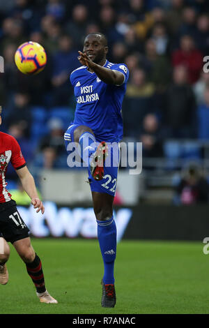 Cardiff, Regno Unito. 8 Dic 2018. Sol Bamba di Cardiff City in azione.match di Premier League, Cardiff City v Southampton al Cardiff City Stadium sabato 8 dicembre 2018. Questa immagine può essere utilizzata solo per scopi editoriali. Solo uso editoriale, è richiesta una licenza per uso commerciale. Nessun uso in scommesse, giochi o un singolo giocatore/club/league pubblicazioni. pic da Andrew Orchard/Andrew Orchard fotografia sportiva/Alamy Live news Foto Stock