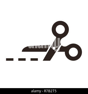 Forbici di vettore con linee di taglio isolato su sfondo bianco Foto Stock