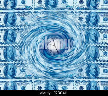 Orologio sul dollaro sfondo Foto Stock