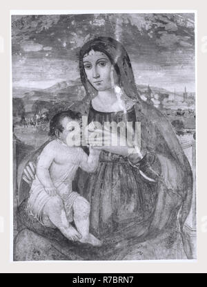 Lazio Frosinone Veroli Madonna degli Angeli, questa è la mia Italia, il paese italiano di storia visiva, la maggior parte delle viste sono di questa chiesa rurale sono dell'interno affreschi Maria Salome, S. Mauro, San Biagio, San Demetrio, la Madonna Lactans e il Padre Eterno. Foto Stock