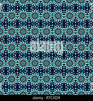 Blu fiordaliso simmetriche floreali configurazione riflettiva. Foto Stock