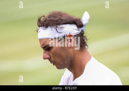 Giocatore spagnolo Rafael Nadal a Wimbledon, Londra, Gran Bretagna, Regno Unito. Foto Stock