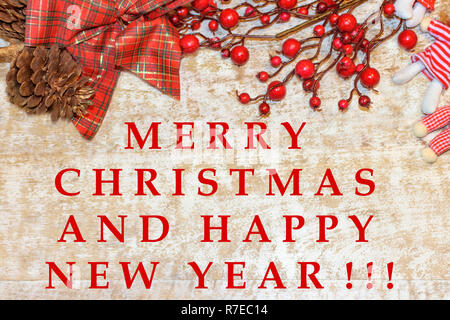 Composizione di Natale telaio per il biglietto di auguri. 'Buon Natale" Foto Stock