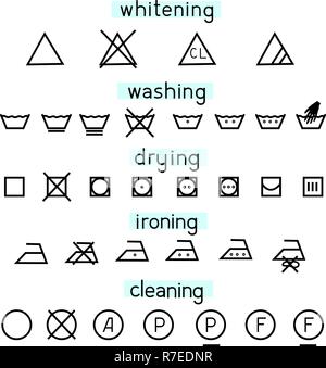 Semplici icone di vestiti per il lavaggio Illustrazione Vettoriale
