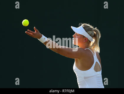 Giocatore tedesco Carina Witthoeft in azione a Wimbledon,Londra, Regno Unito. Foto Stock
