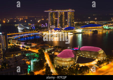 Marina Bay, di notte, Singapore Foto Stock