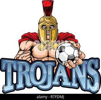 Trojan Spartan calcio Mascotte sportive Illustrazione Vettoriale