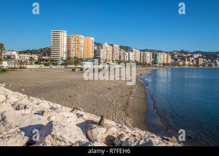 Bella spiaggia di Malaga Foto Stock