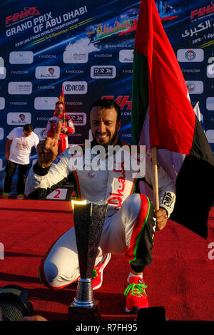 Sabato 8 dicembre 2018, Abu Dhabi (Emirati Arabi Uniti): Team Abu Dhabi's Thani Al Qemzi, ha vinto l'UIM F1H2O Gran Premio di Abu Dhabi e conquistare il suo ottavo vittoria. Foto Stock