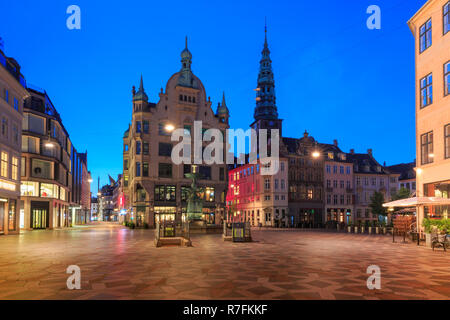 Stroget street, Amagertorv, Copenhagen, Danimarca Foto Stock