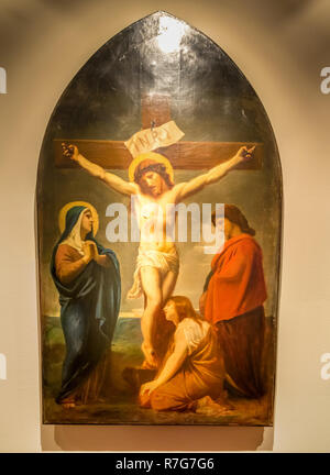 Medjugorje, Bosnia Erzegovina - 3 Novembre 2018: pittura della Via Crucis: DODICESIMA STAZIONE Gesù muore sulla croce Foto Stock