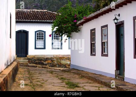 Strade della famosa città storica, Tiradentes Minas Gerais, Brasile Foto Stock