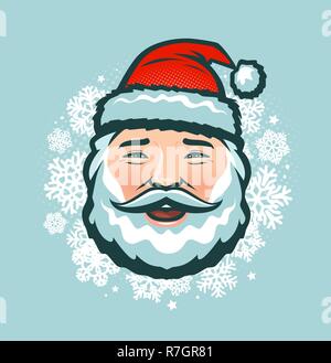 Ridendo Santa Claus in hat. Natale illustrazione vettoriale Illustrazione Vettoriale