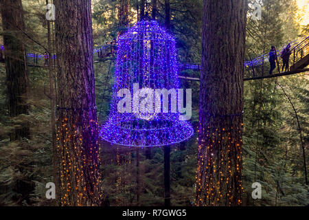 Treetops avventura Canyon e luci, del Ponte Sospeso di Capilano Park, North Vancouver, British Columbia, Canada Foto Stock