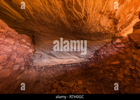 Una camera interna in Casa Luna rovina sul cedro Mesa, una volta parte di orsi orecchie monumento nazionale, Utah, Stati Uniti d'America Foto Stock