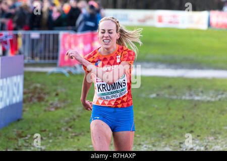 TILBURG, 09-12-2018, Beekse Bergen Hilvarenbeek, Susan Krumins durante gli Europei di Cross Country Championships Foto Stock