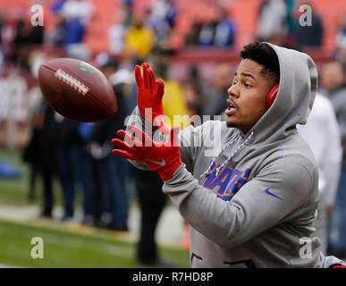 Landover, MD, Stati Uniti d'America. Il 9 dicembre, 2018. New York gigantesca si riscalda prima di NFL di una partita di calcio tra Washington Redskins e New York Giants a FedEx in campo Landover, MD. Justin Cooper/CSM/Alamy Live News Foto Stock