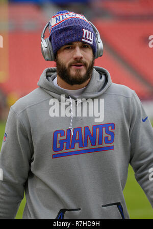 Landover, MD, Stati Uniti d'America. Il 9 dicembre, 2018. New York gigantesca si riscalda prima di NFL di una partita di calcio tra Washington Redskins e New York Giants a FedEx in campo Landover, MD. Justin Cooper/CSM/Alamy Live News Foto Stock