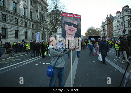 Londra, Regno Unito. 09Dec, 2018. Gerard Batten e Tommy Robinson si uniscono sul Brexit tradito Rally organizzato da UKIP a Londra Credito: Rupert Rivett/Alamy Live News Foto Stock