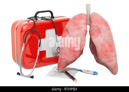 Primo aiuto medico e il trattamento dei polmoni concetto, 3D rendering isolati su sfondo bianco Foto Stock