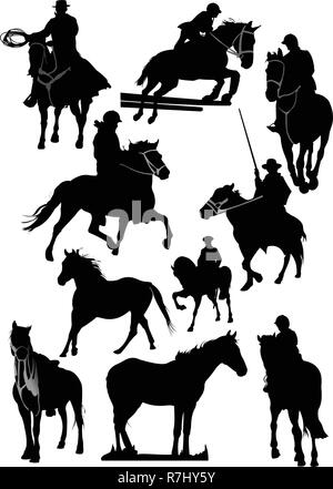 Dieci sagome di cavalli. Illustrazione Vettoriale Illustrazione Vettoriale