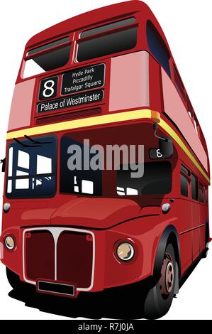 London Double Decker bus rosso. Illustrazione Vettoriale Illustrazione Vettoriale