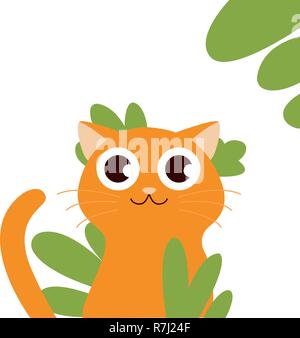 Carino il grasso gatto arancione fa una faccia buffa. Holiday illustrazione vettoriale Illustrazione Vettoriale