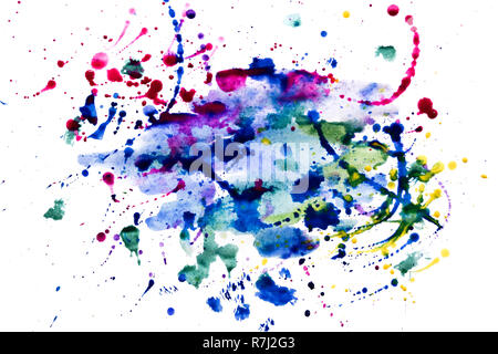 Multi-colore di schizzi di acquarello e macchie. Foto Stock