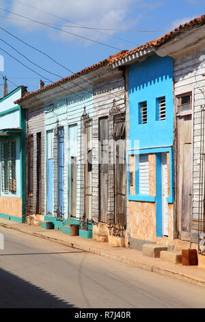 Remedios a Cuba - tipico della città vecchia architettura coloniale. Foto Stock