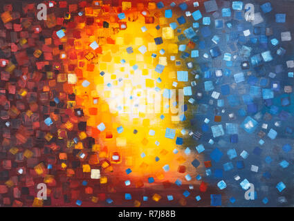 Abstract la pittura ad olio sfondo con pennellate in colori freddi Foto Stock