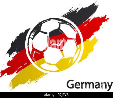 Football icona bandiera della Germania stile grunge illustrazione vettoriale isolati su sfondo bianco Illustrazione Vettoriale