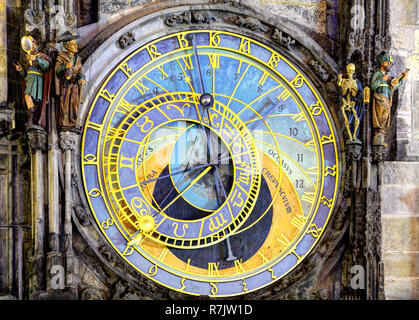 L'Orologio Astronomico di Praga (Orloj) nella Città Vecchia di Praga Foto Stock