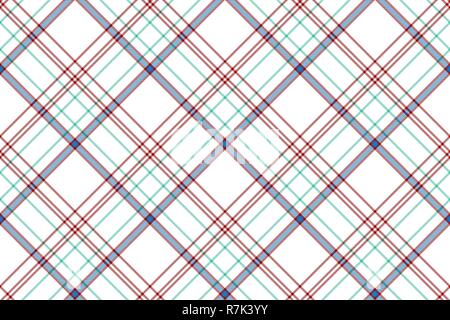 Plaid Tartan pattern in bianco. Stampa di tessitura del tessuto senza cuciture. Controllare lo sfondo del vettore. Illustrazione Vettoriale