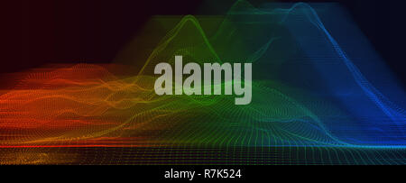 Abstract sfondo con montagne digitali di punti e colori. 3d illustrazione Foto Stock